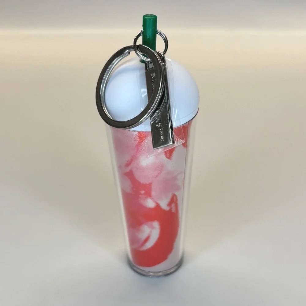 Starbucks Surprise Cold Cup Key Chain‎ Ring Bag Charm Pink Shimmer NEW NO BOX